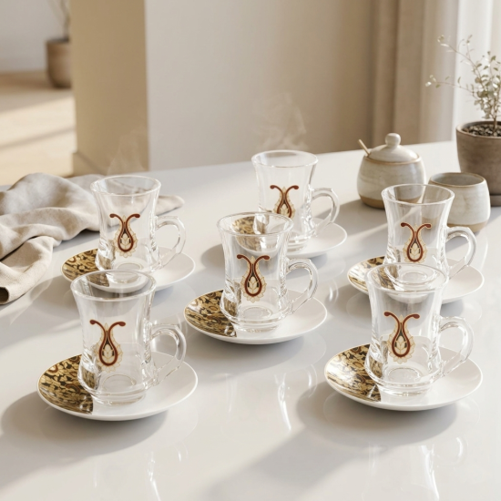 Tea Cup & Saucer & Coffee Cup Set 18 Pcs